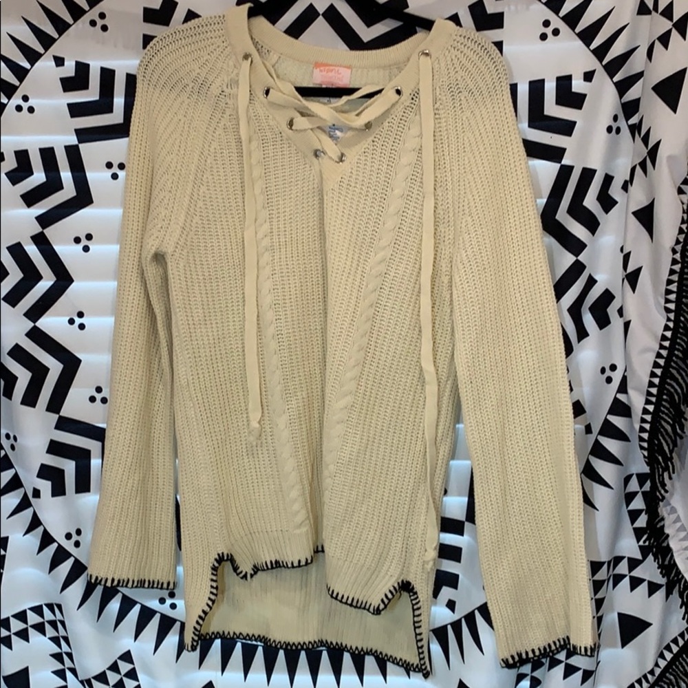 Lace Up Knit Sweater